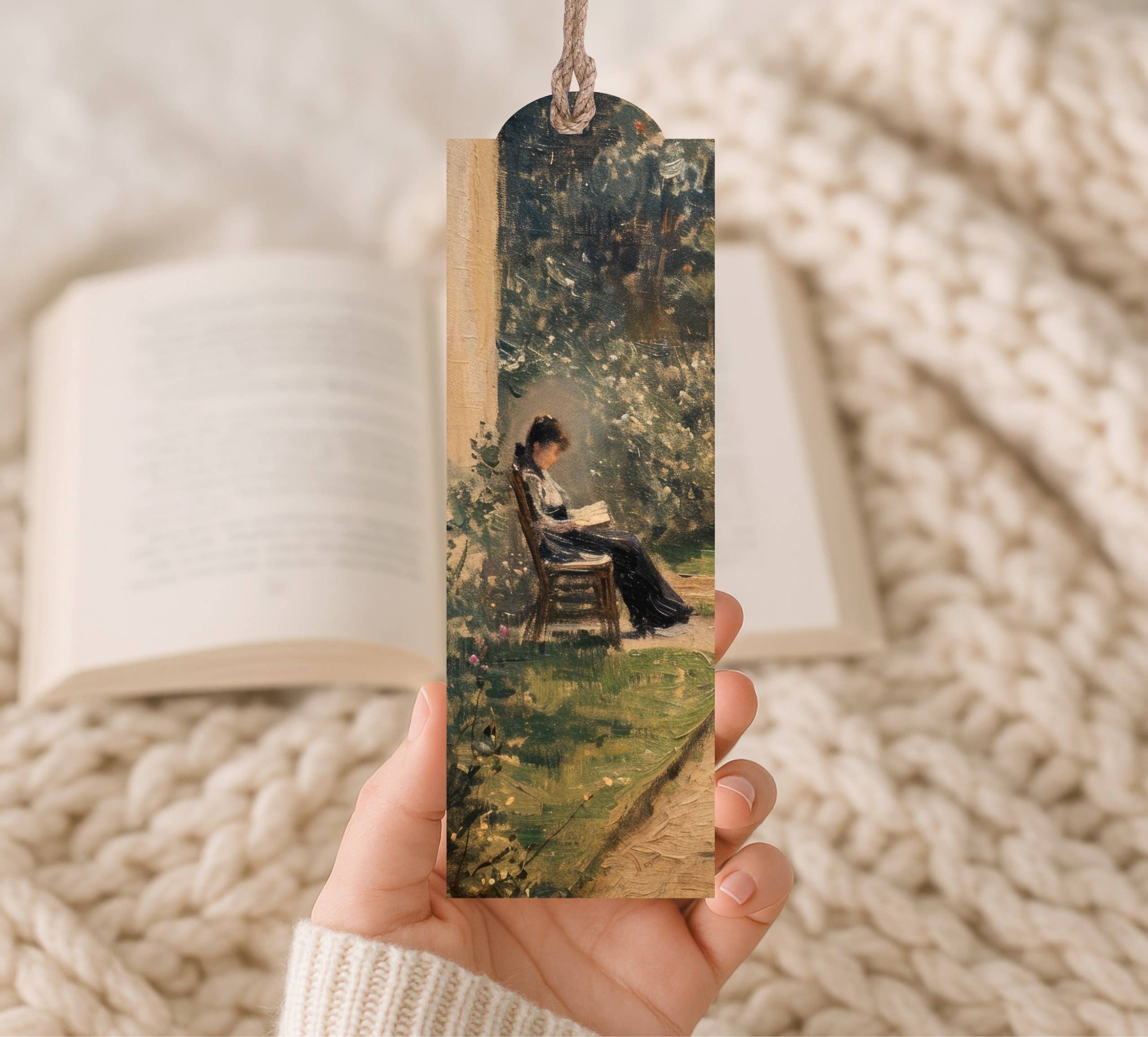 Wood Bookmark Woman Reading